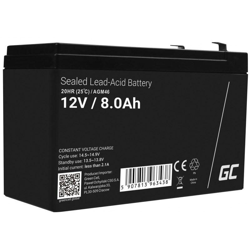 12V batteri - Green Cell AGM46 blybatteri (VRLA) 8.0Ah billede