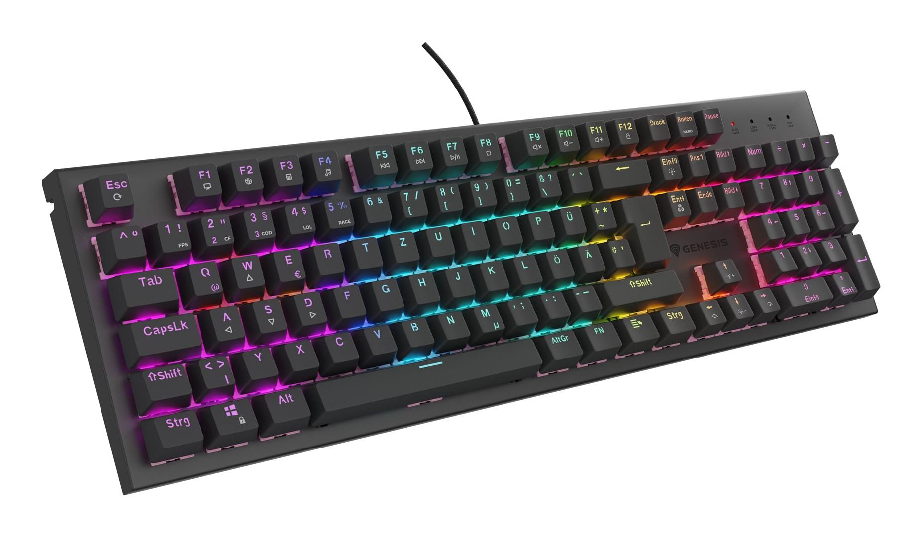 Gaming tastatur GENESIS THOR 303, mekanisk, RGB, QWERTZ tysk, sort billede