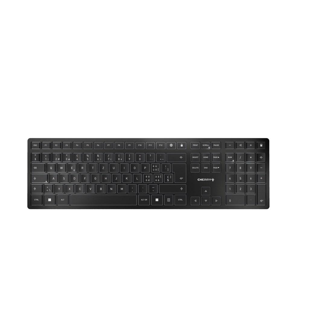 Tastatur Cherry KW 9100 Slim – trådløs RF + Bluetooth, QWERTZ (Schweiz), sort billede
