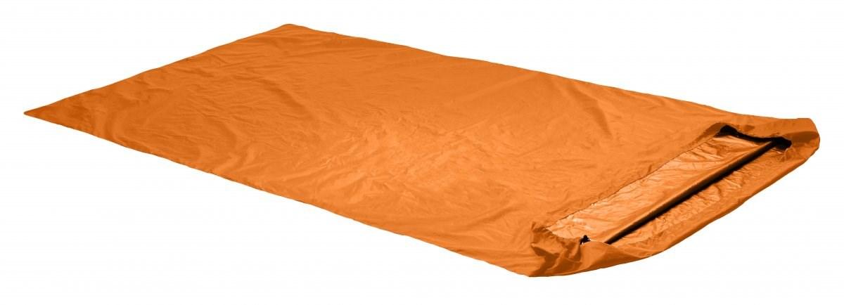 Selvoppustelig sovepose-lagen Bivy Double - rektangulær, voksen, polyurethan, blå/orange billede