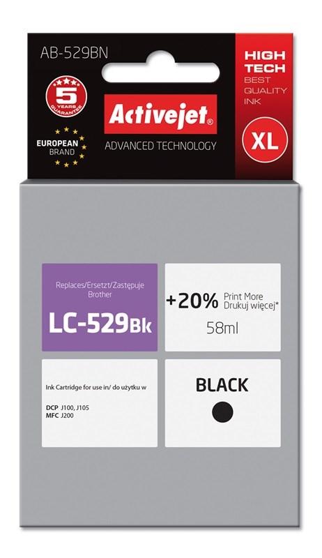 Blækpatron til Brother – Activejet AB-529BN, sort, XL 58 ml (LC529BK kompatibel) billede