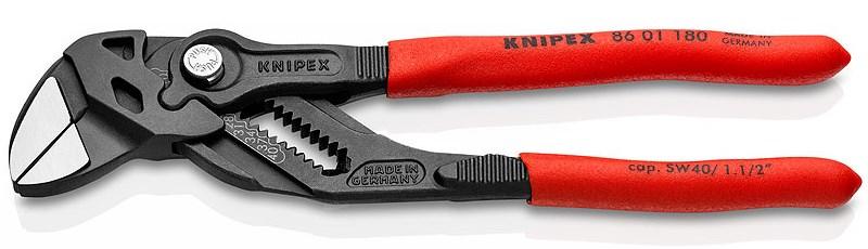 KNIPEX 86 01 180 tangnøgle 180 mm med røde plastgreb - 15 indstillinger, maks. 40 mm