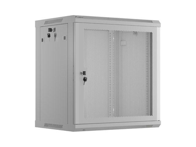 Netværksskabe 19" 12U 600×450 med perforeret dør - Lanberg, grå billede