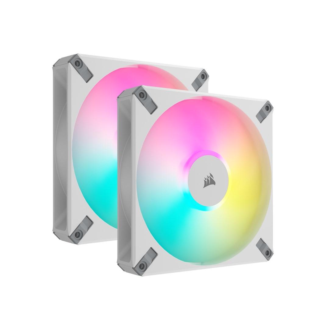 Kabinetventilator Corsair AF140 RGB Elite, 140 mm, hvid – 2-pak billede