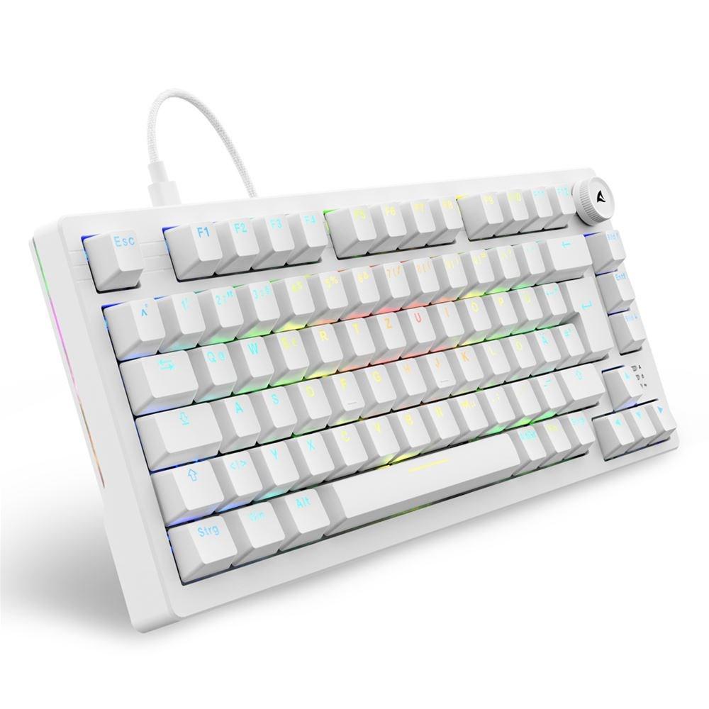 Tastatur til gaming Sharkoon SGK25 - 75 %, hvid, RGB, USB billede