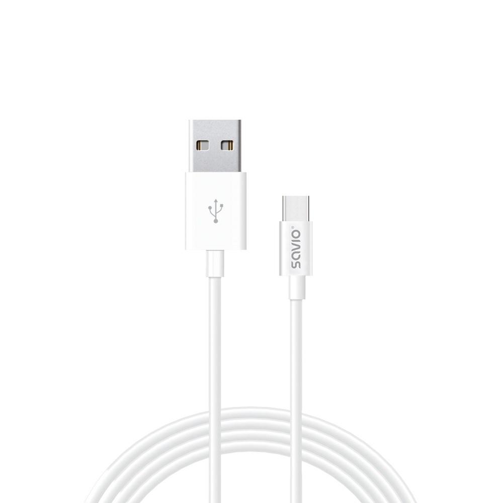 USB-C kabel 1 m – Savio CL-125, USB-A til USB-C, hvid, USB 2.0 billede