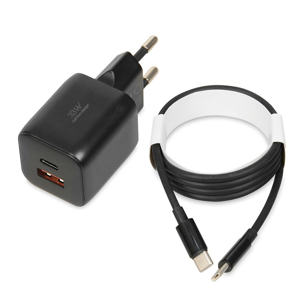 Vægoplader 33 W GaN med PD – iBox C-42, sort billede
