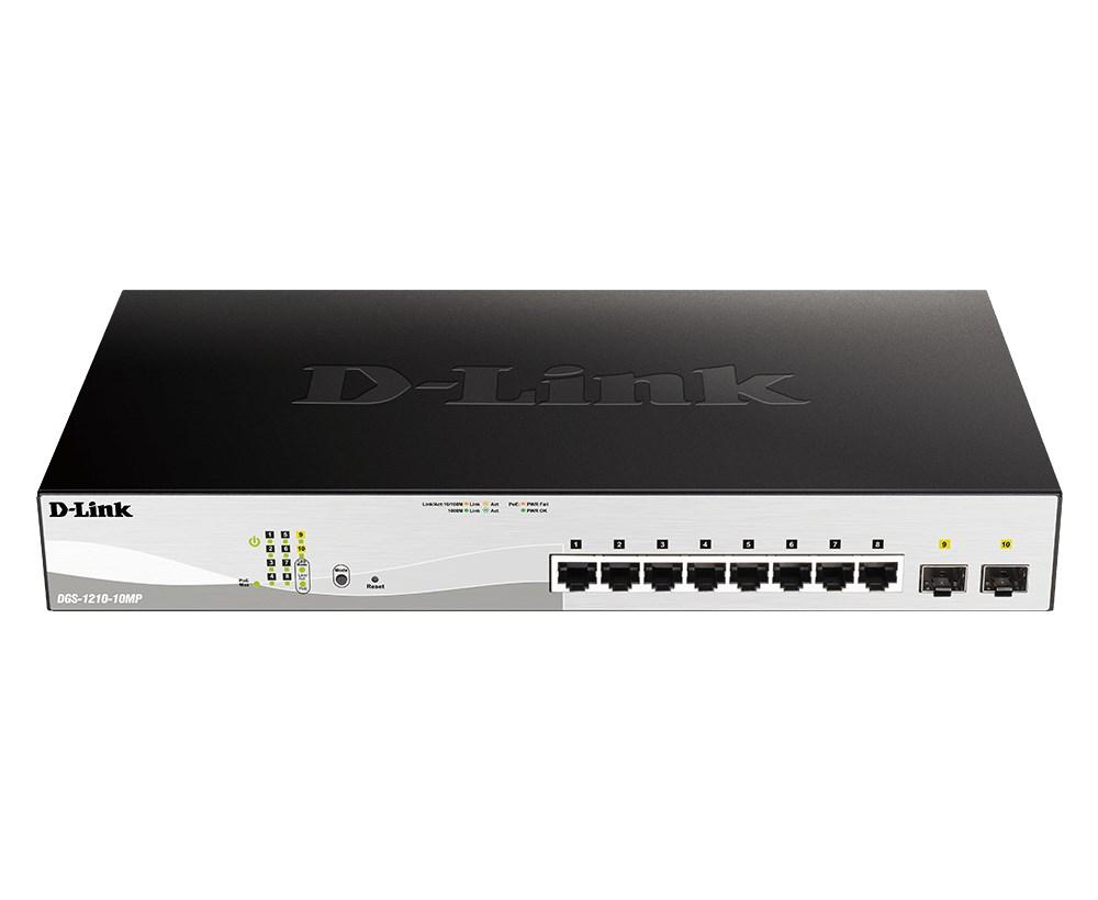 Netværksswitch D-Link DGS-1210-10MP L2 Managed Gigabit PoE, sort/grå billede