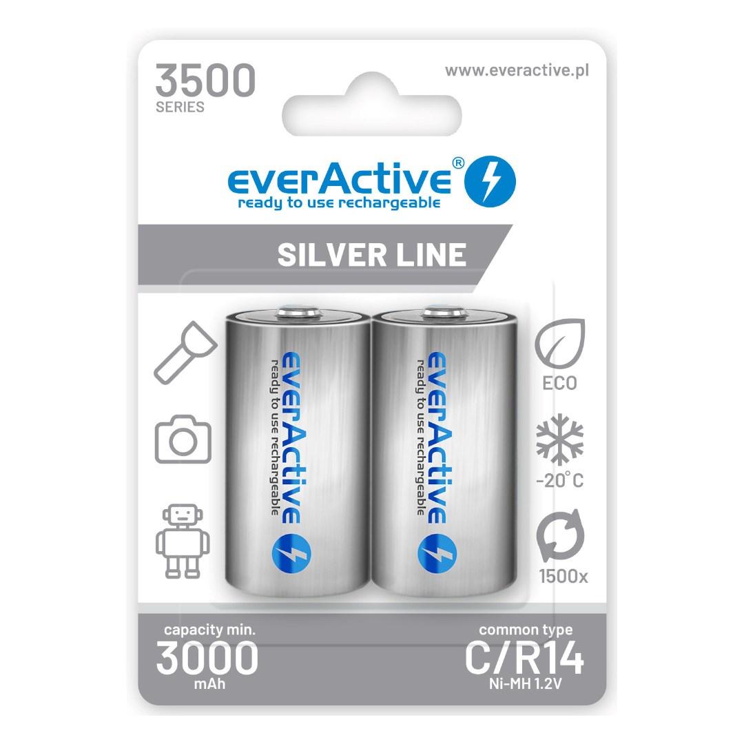 Genopladelige batterier C / R14 1,2 V 3500 mAh – everActive Silver Line (2-pack) billede