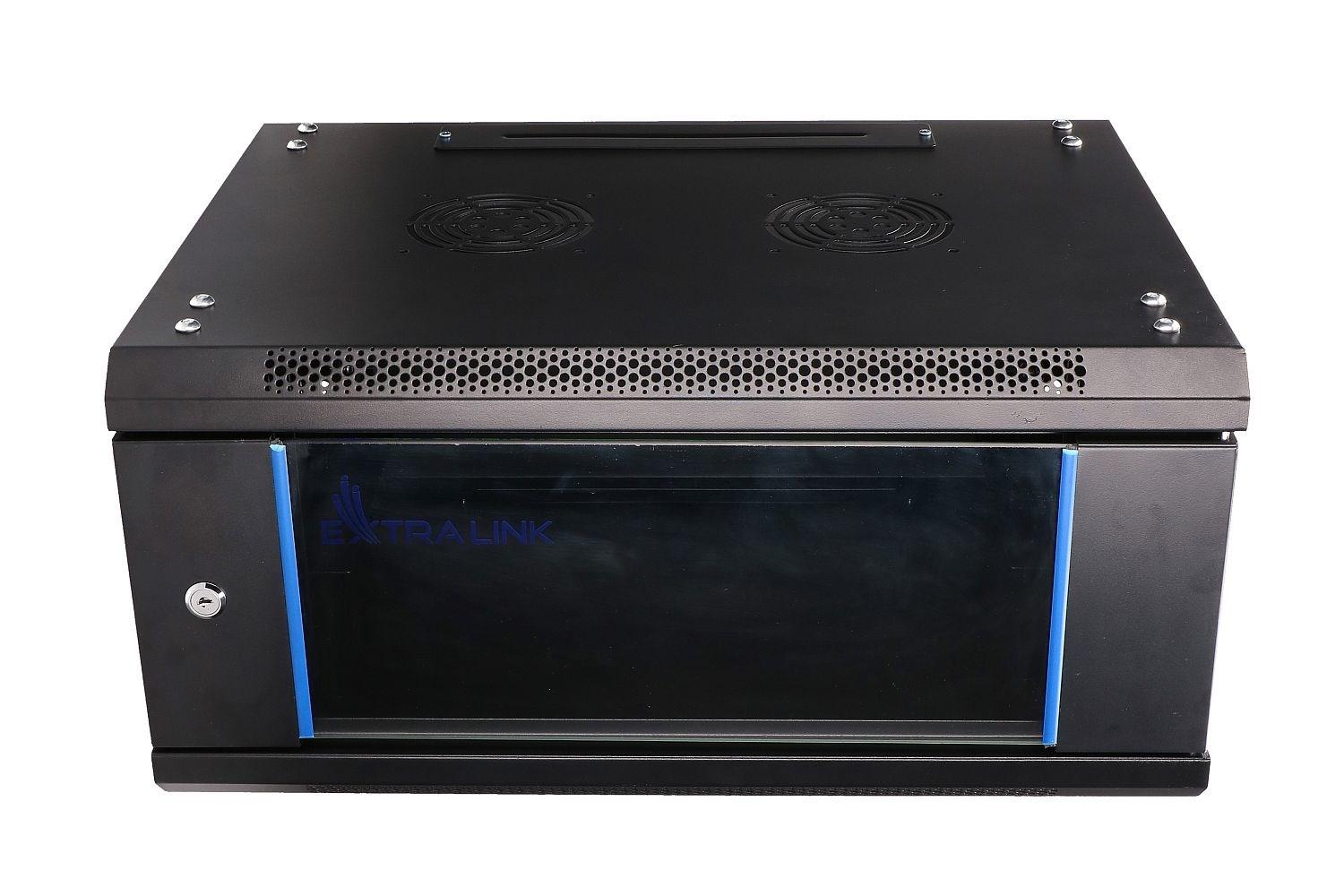 Vægmonteret rackskab 4U 600×450 - Extralink, sort billede