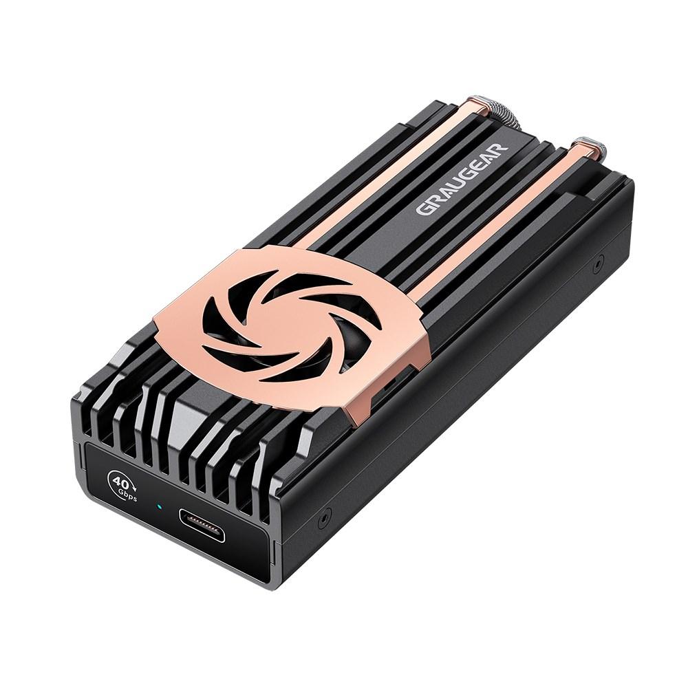 M.2 SSD kabinet USB4 40 Gbit/s – GRAUGEAR G‑M2U4‑40G‑F, sort, aluminium billede