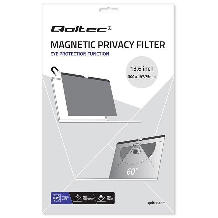 Skærmfilter til privatliv Qoltec MacBook Air 13,6" - magnetisk, øjenbeskyttelse billede