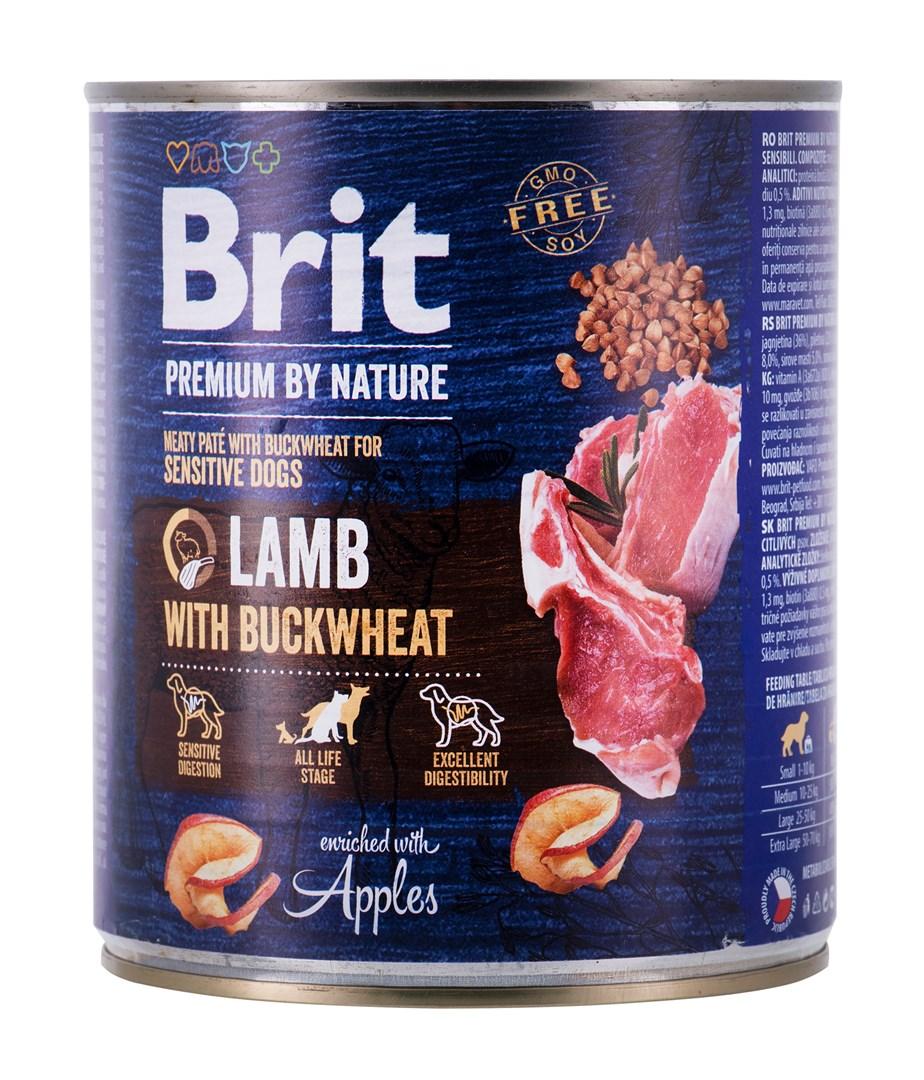 Hundefoder vådfoder Brit Premium by Nature lam med boghvede – 800 g billede