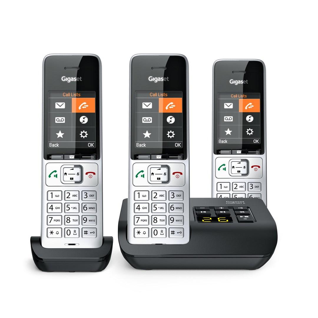 Fastnettelefon Gigaset COMFORT 500A Trio med nummerpræsentation – sort/sølv billede
