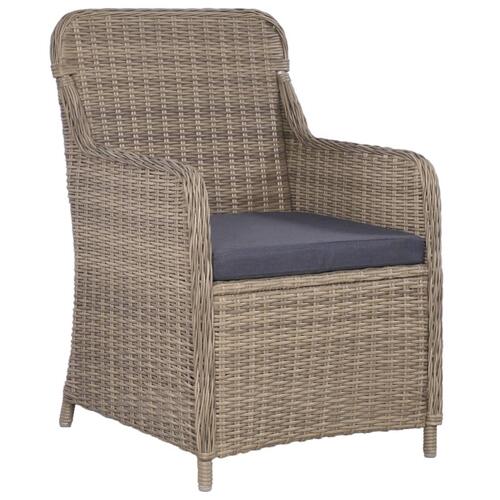 Udendørs spisebordssæt 7 dele polyrattan brun