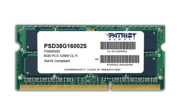 RAM til bærbar - Patriot Memory 8 GB DDR3 1600 MHz (PC3-12800) SO-DIMM billede