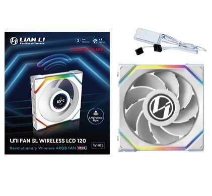 Kabinetblæser Lian Li UNI FAN SL Wireless LCD 120 Reverse Blade – 12 cm, hvid billede