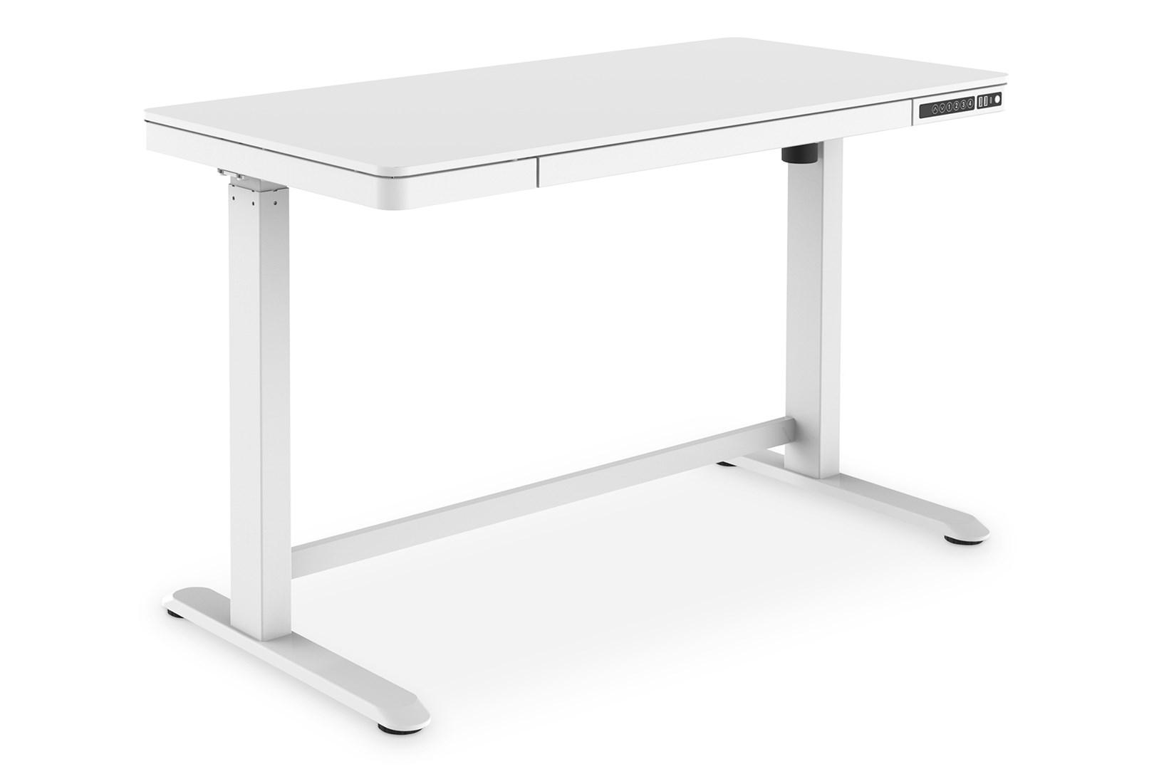Hæve-/sænkebord DIGITUS med USB-oplader og skuffe – 120 × 60 cm, hvid billede