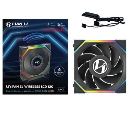 Kabinetsblæser Lian Li UNI FAN SL Wireless LCD 120 Reverse Blade - 12 cm, sort billede
