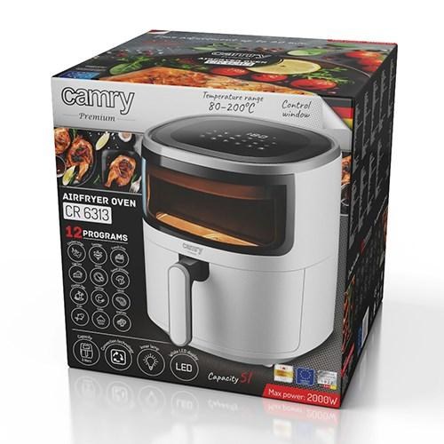 Airfryer - Camry CR 6313, 5 liter, 12 programmer, sÃ¸lv