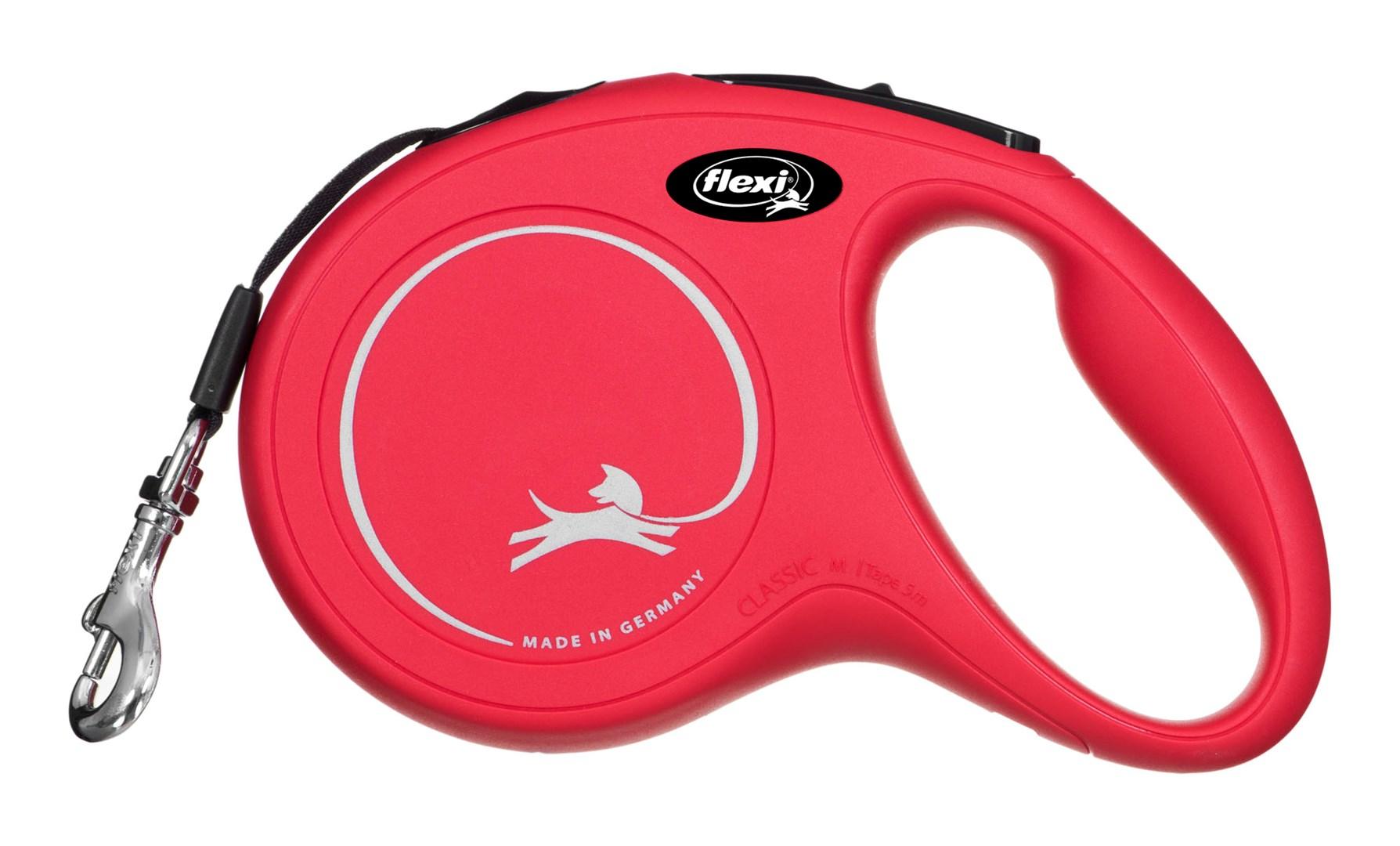 Hundesnor med rulle - flexi New Classic M, bånd 5 m, rød billede