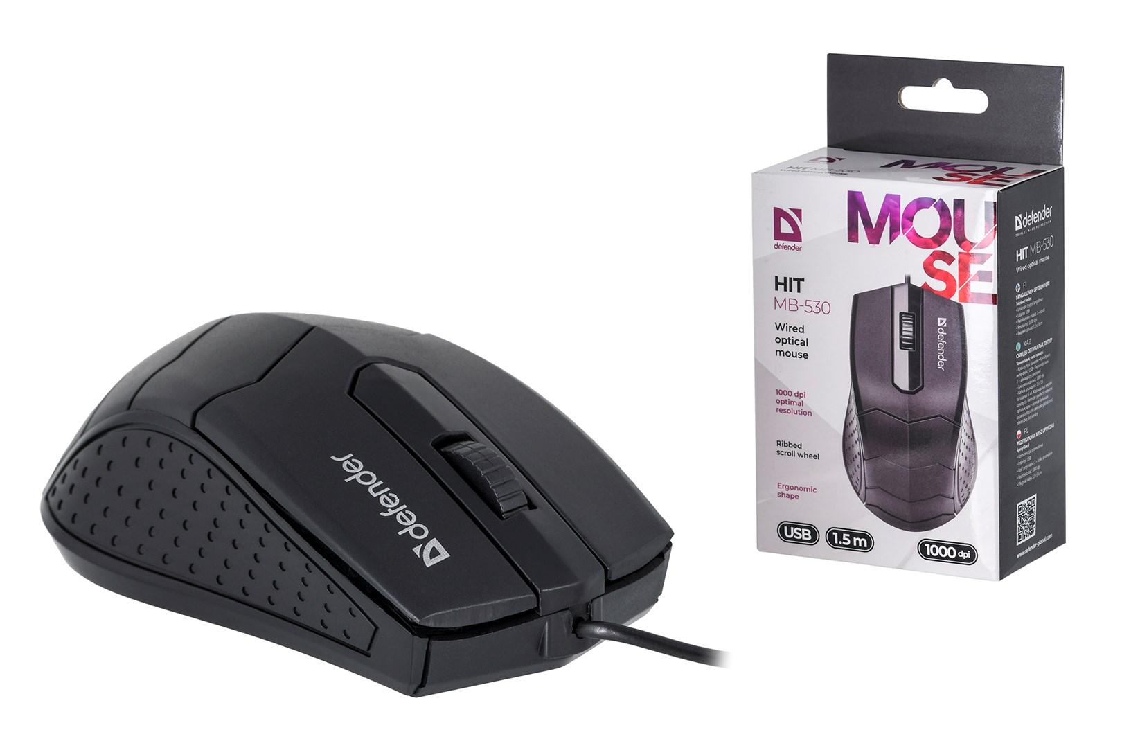 Computer mus USB – Defender HIT MB-530, sort, 1000 dpi billede