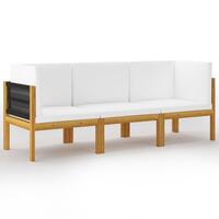 3-personers havesofa med hynder massivt akacietræ