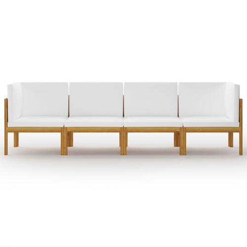 4-personers havesofa med hynde massivt akacietræ