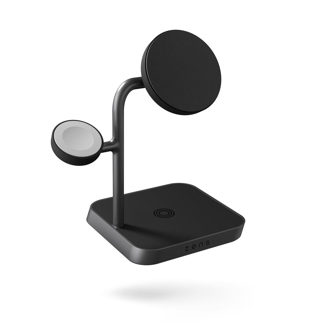 Trådløs oplader 3-i-1 med magnet - Zens Alum Series, sort billede