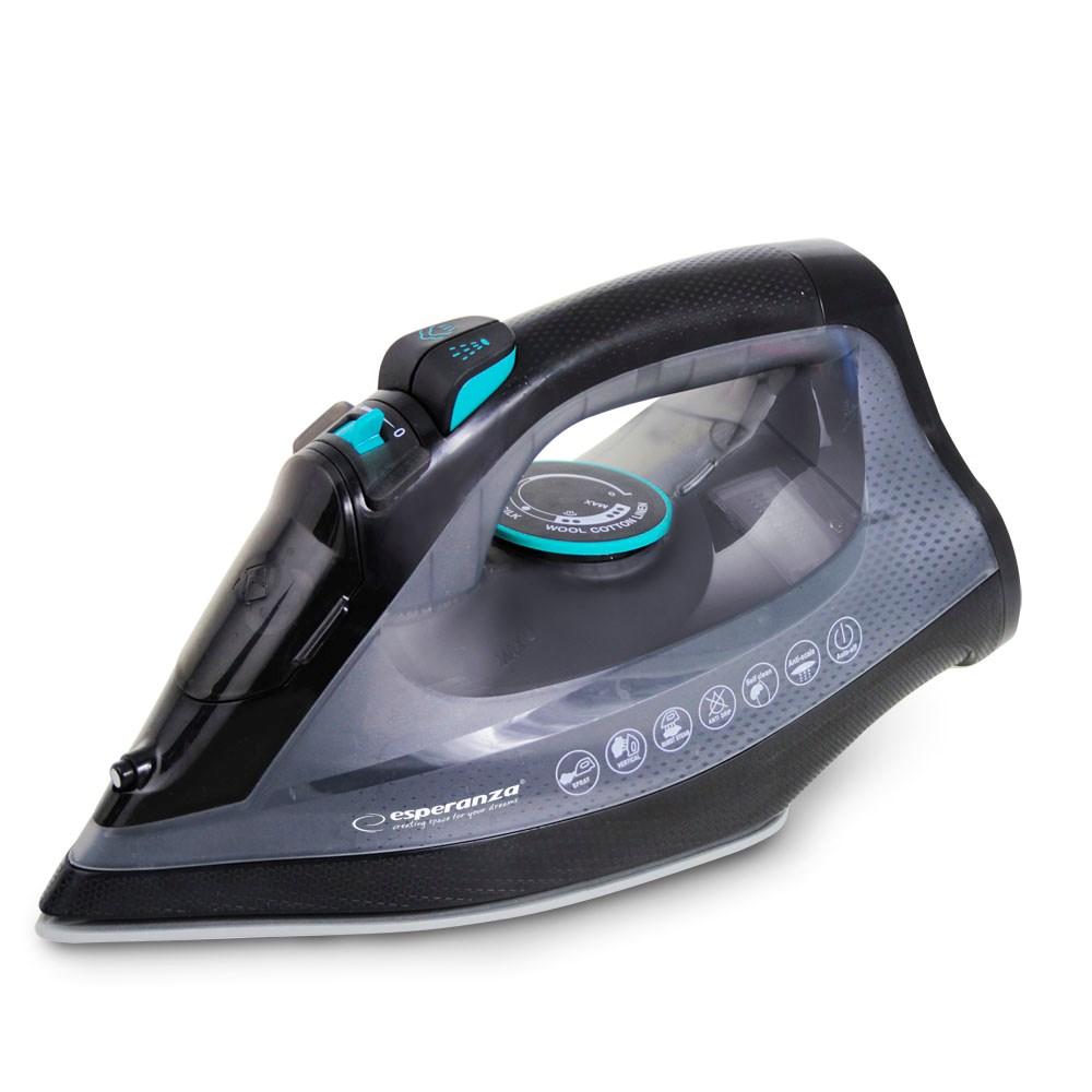 Strygejern med damp Esperanza EHI010 - keramisk sål, 2.600 W, sort/grå billede