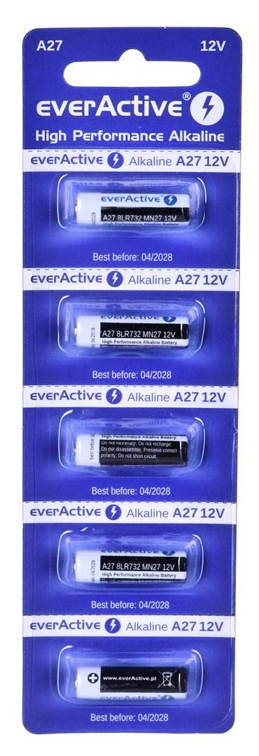 Batterier A27 12V alkalisk - everActive - 5 stk. blister billede