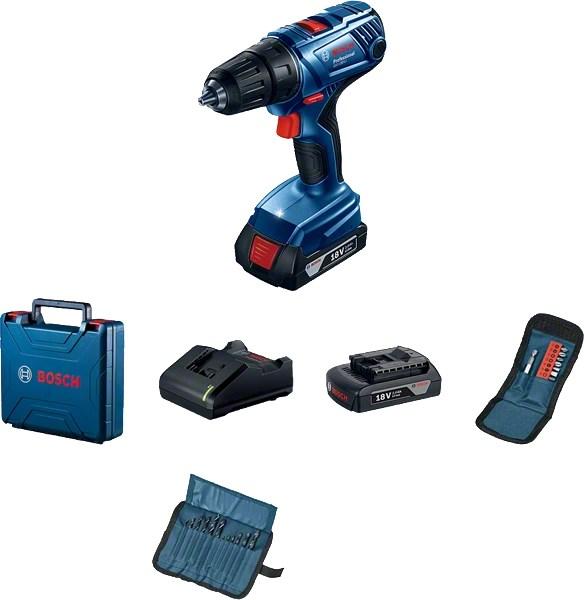 Bore-/skruemaskine 18V Bosch GSR 180-LI, 2x2,0 Ah, 1900 o/min, nøglefri billede