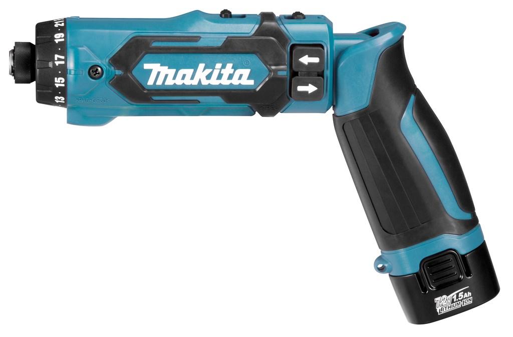 Skruemaskine - Makita DF012DSE, 7,2 V Li‑Ion, sort/blå