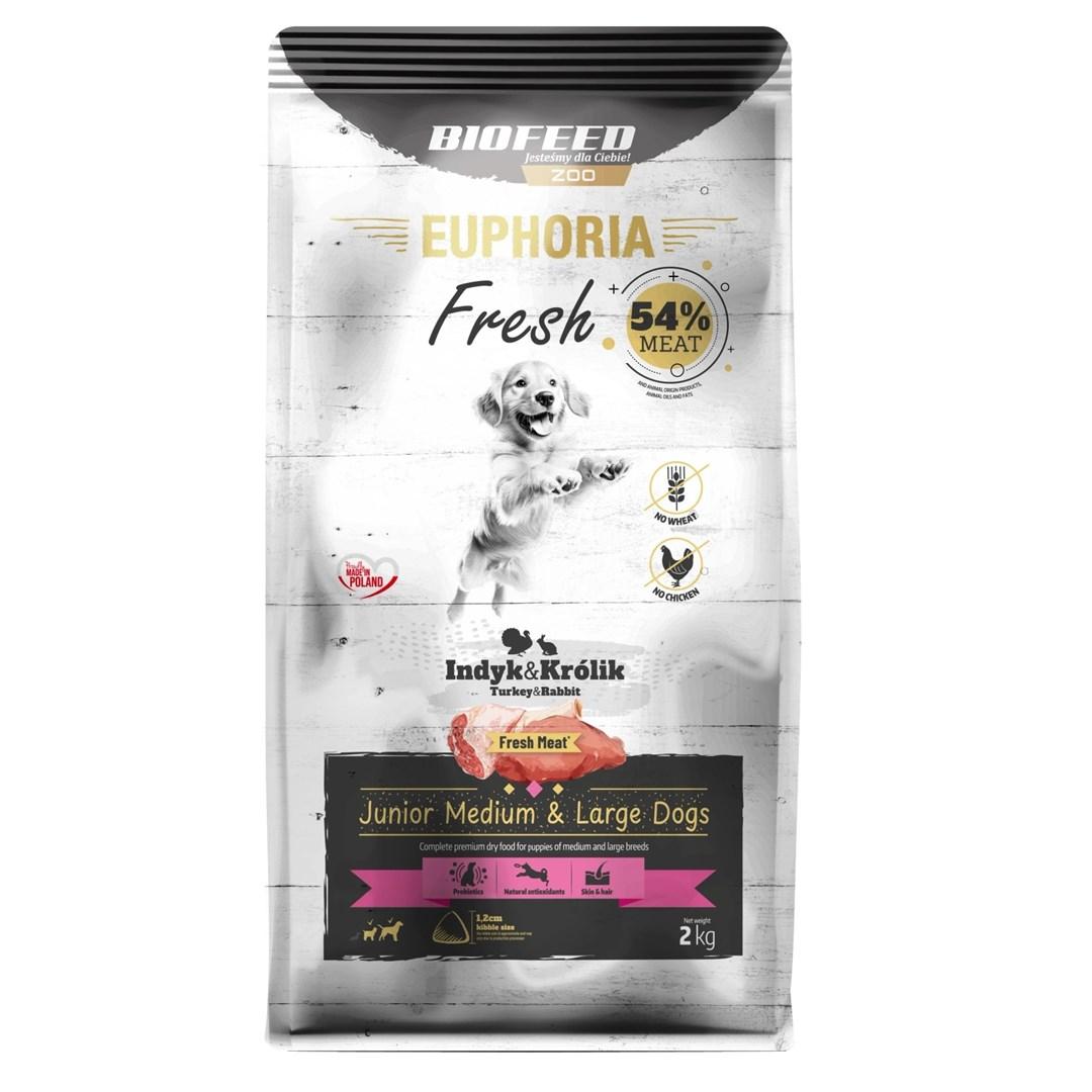Hundefoder tørfoder BIOFEED Euphoria Junior Medium & Large – kalkun med kanin, 2 kg billede