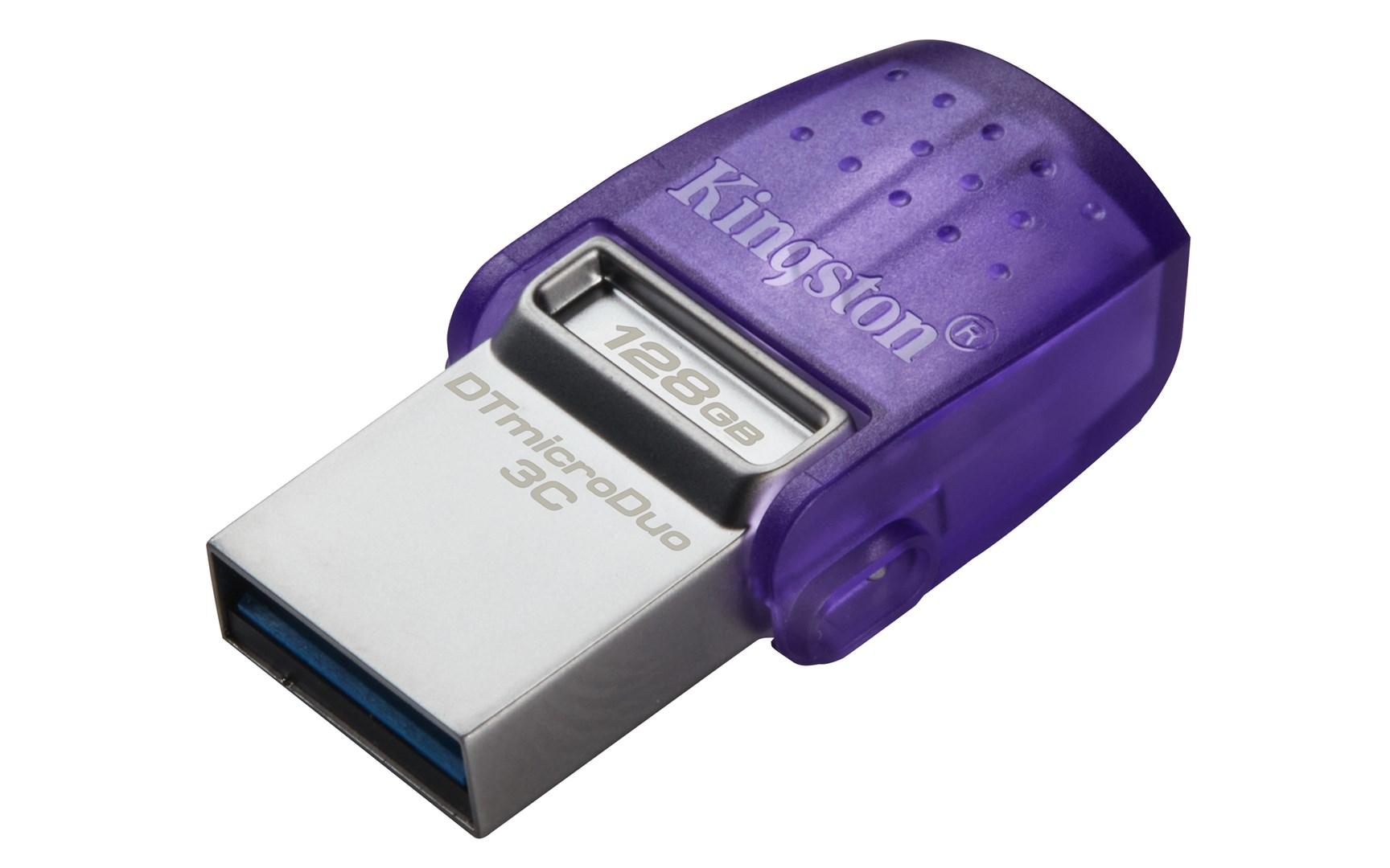 USB stik Kingston DataTraveler microDuo 3C 128 GB - USB-A/USB-C 3.2 Gen 1 - lilla/steel