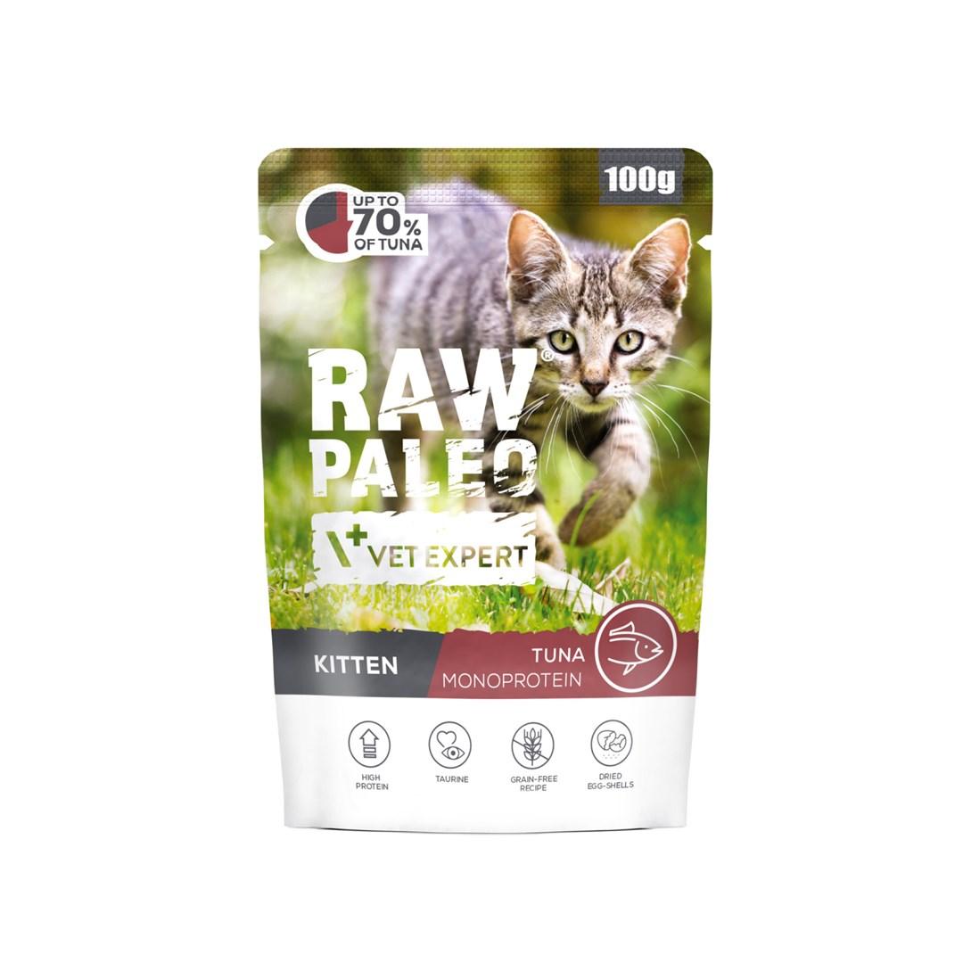 Vådfoder til kattekilling – VetExpert Raw Paleo Tun 100 g billede