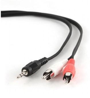 Lydkabel 3,5 mm til 2 x RCA 2,5 m – Gembird (sort/rød/hvid) billede