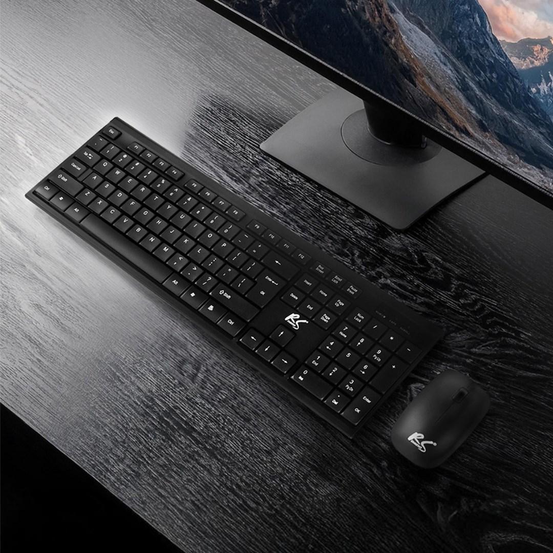Trådløst tastatur og mus – nano RS RS580, ergonomisk design, sort billede