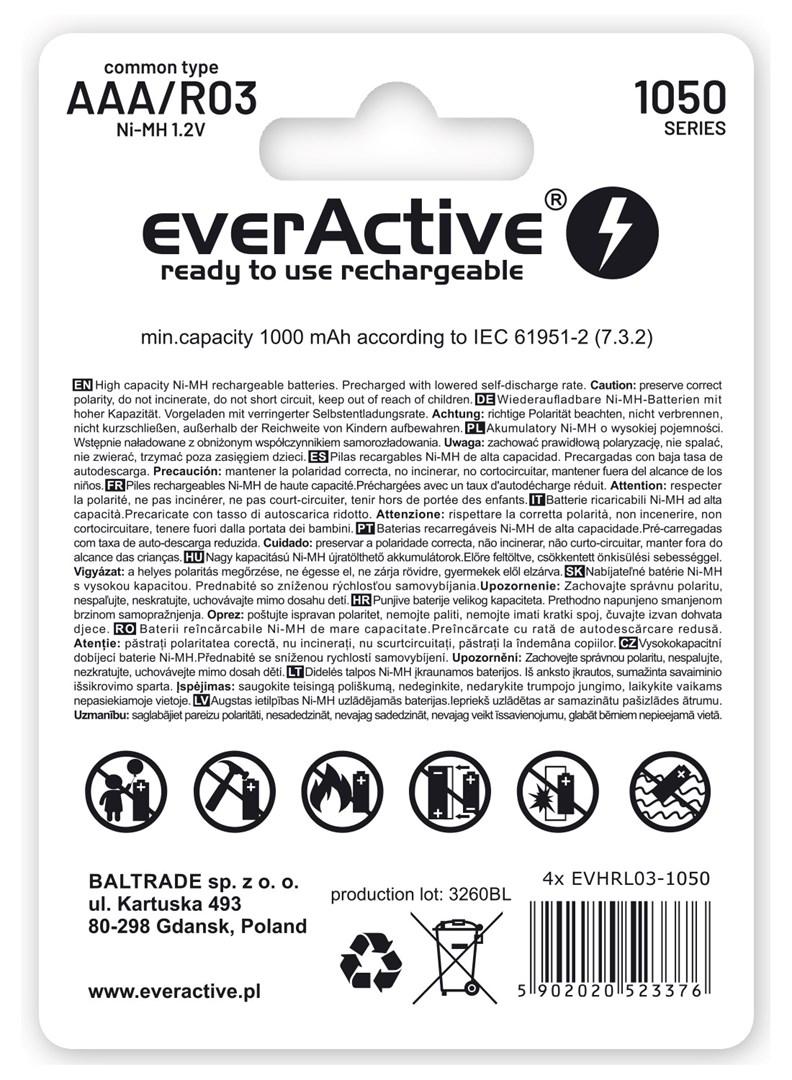 Genopladelige AAA-batterier everActive Ni-MH 550 mAh - Infinity Line (4 stk) billede