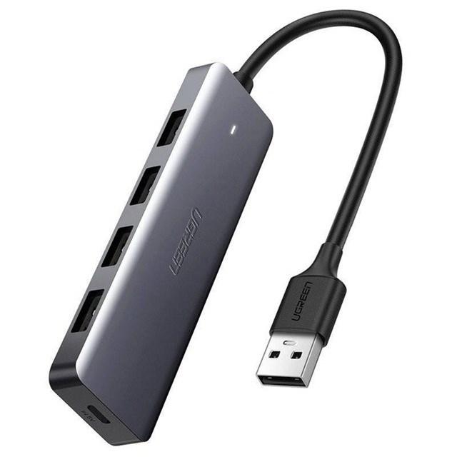 USB hub 4-ports UGREEN USB 3.0 med USB‑C strøm - grå billede
