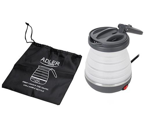 Elkedel rejse - Adler AD 1279, 0,6 l, 750 W, sort/hvid billede