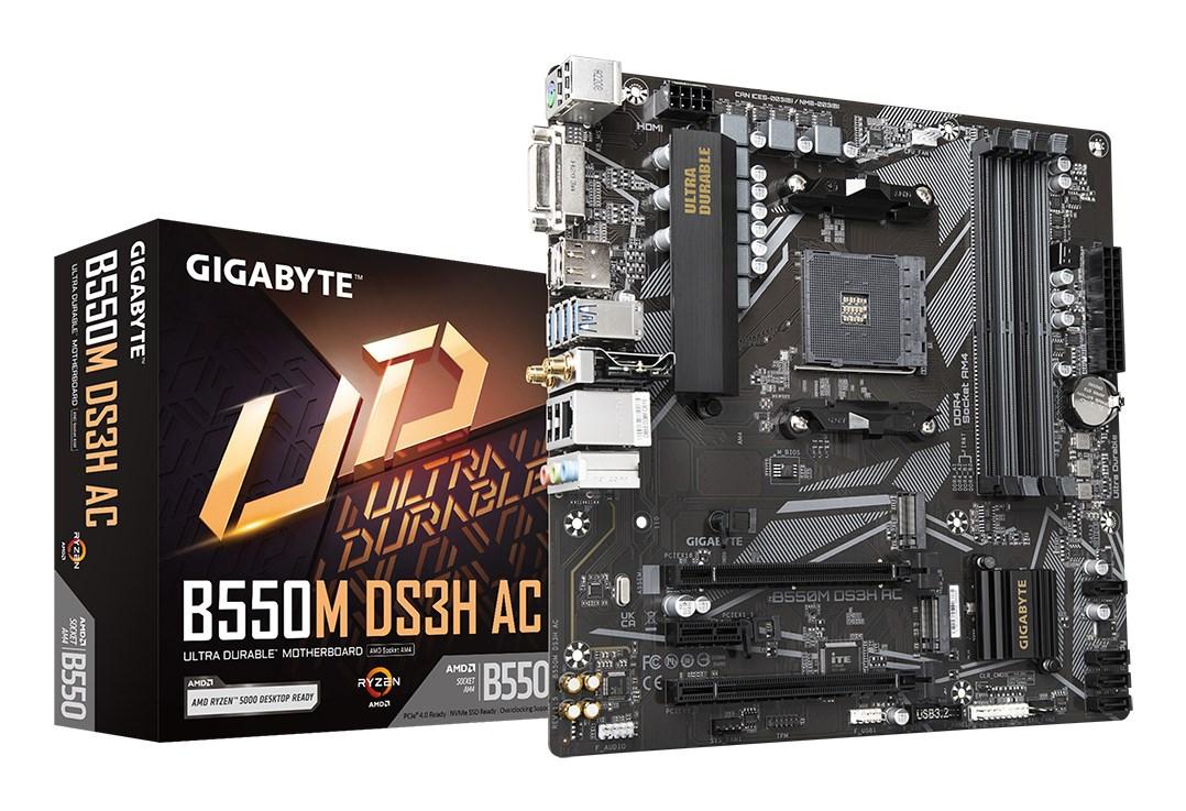 Bundkort Gigabyte B550M DS3H AC – AMD AM4, Wi‑Fi 5, micro ATX billede