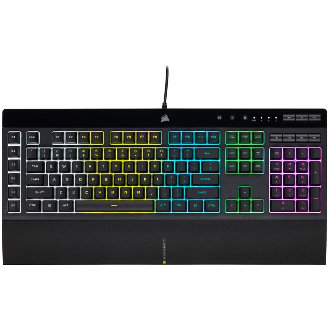 Gaming tastatur Corsair K55 RGB PRO - USB, QWERTZ (tysk), sort billede