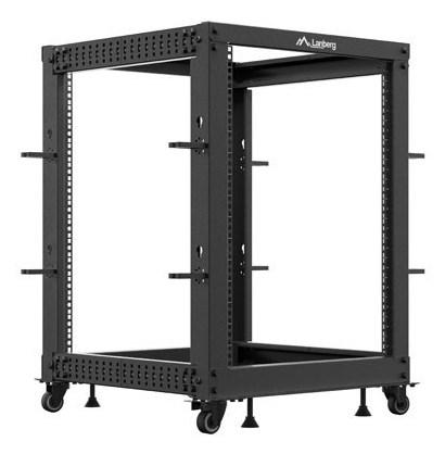 19" rackskab åbent - Lanberg 15U, 600×600 mm, justerbar dybde 57,6-103,4 cm, sort billede