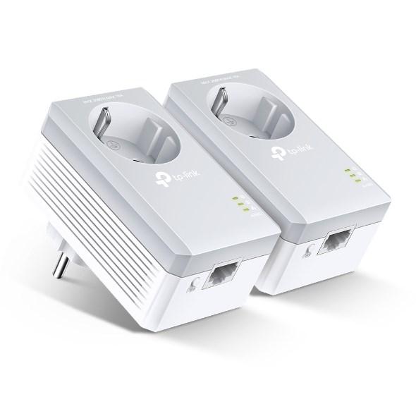 Powerline adapter med stikkontakt - TP-Link 600 Starter Kit, 1 port billede