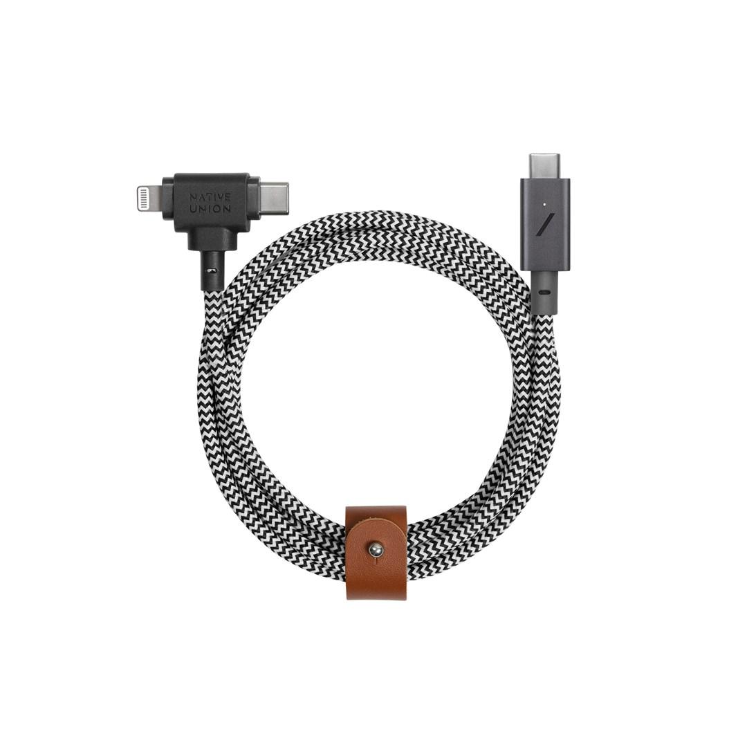 USB-C kabel med Lightning-adapter – Native Union Belt, 1,5 m, sort/hvid billede