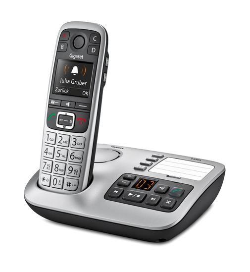 Fastnettelefon Gigaset E560A DECT med telefonsvarer – sort/sølv billede