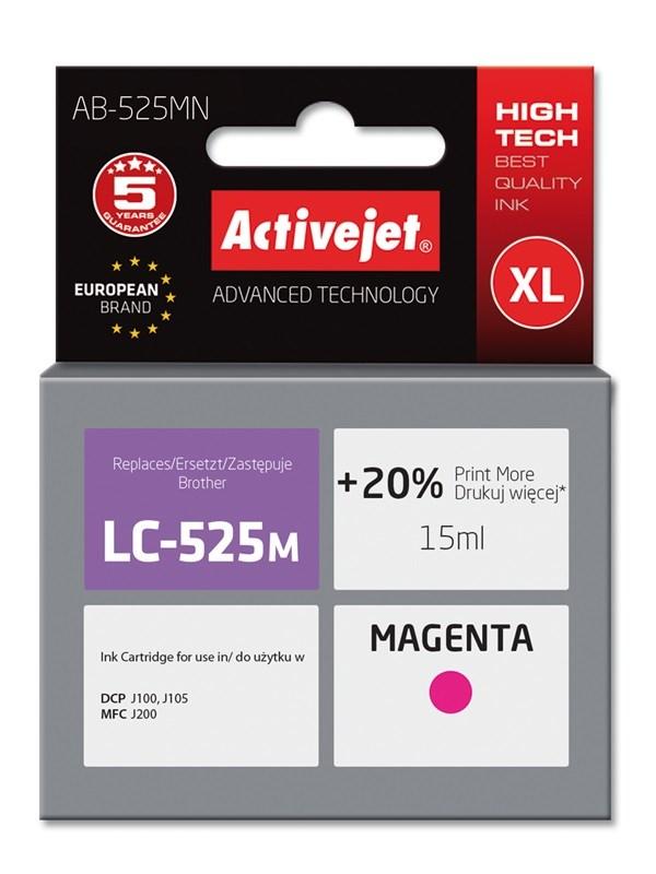 Blækpatron til Brother – Activejet LC-525M Magenta XL, 15 ml (kompatibel) billede