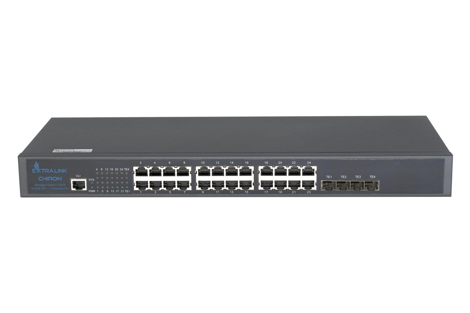 Netværksswitch Extralink Chiron 24x RJ45 gigabit, 4x SFP+, L3, managed billede
