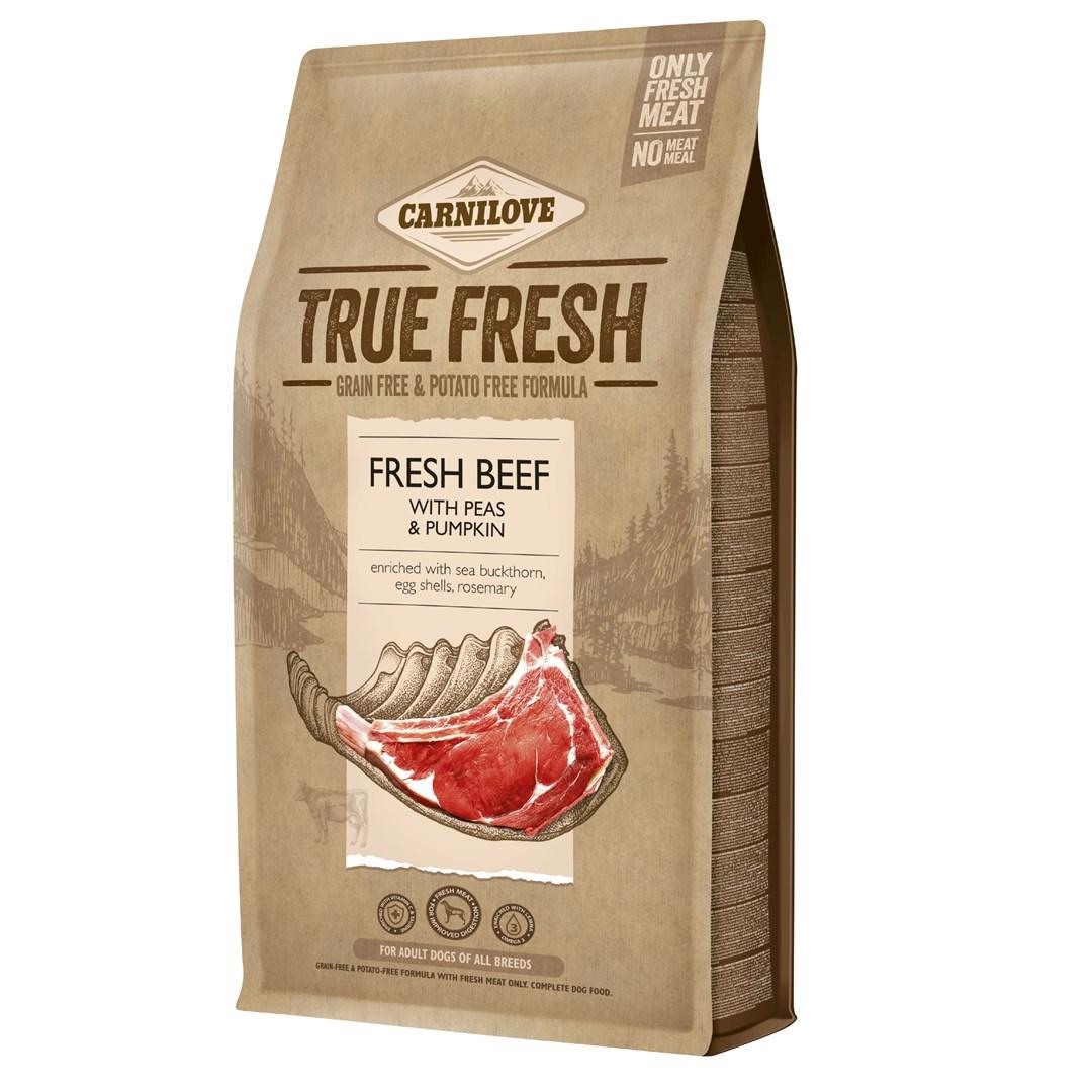 Hundefoder tørfoder CARNILOVE True Fresh Adult oksekød med ærter og græskar – 1,4 kg billede